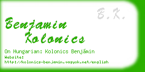 benjamin kolonics business card
