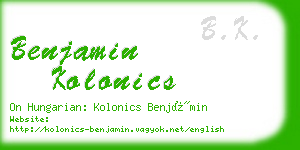 benjamin kolonics business card